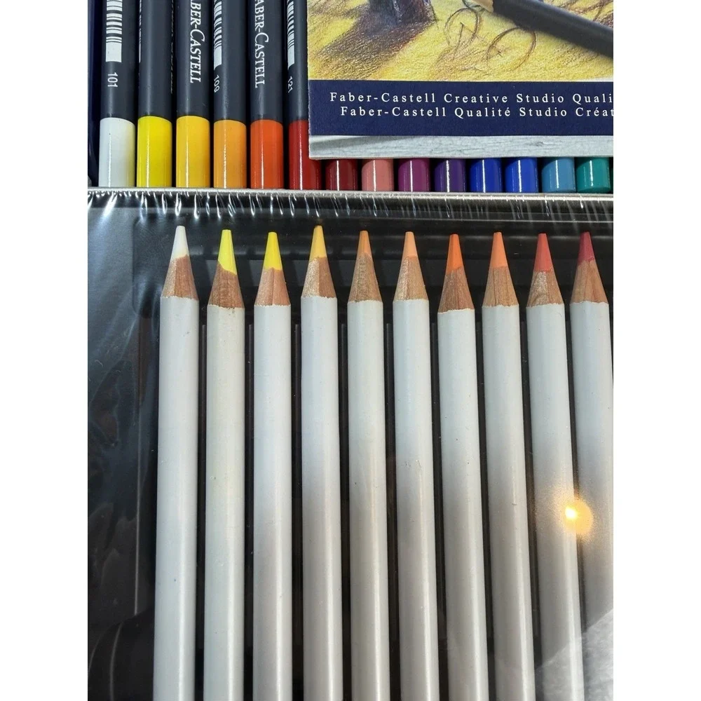 Lot of 2 Winsor & Newton & Faber-Castell Goldfaber 24 Colored Pencils Set Tins⁠